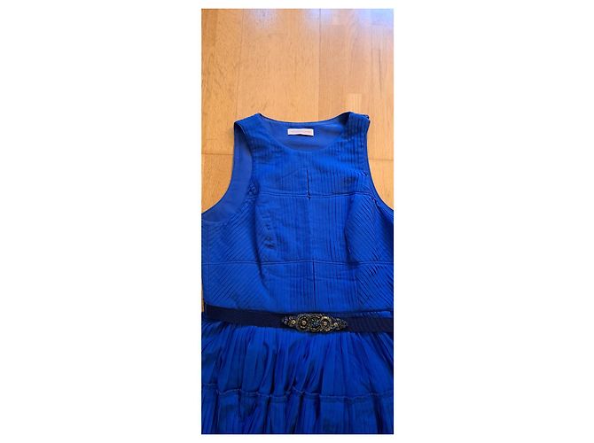 Matthew Williamson Vestido Seda Plisado Sol Azul Rey - vista 3