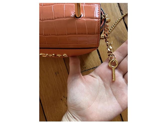 Borsa Chloé Abylock in Pelle Coccodrillo Rosa Salmone - vista 4