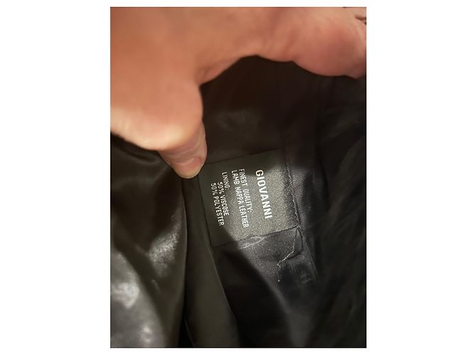 Autre Marque Schwarze Lammlederjacke mit Fuchsfellkragen - Ansicht 6