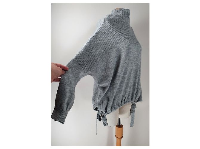 Autre Marque Rabens Saloner Oversize Strickjacke Grau Wolle Alpaka - Ansicht 2