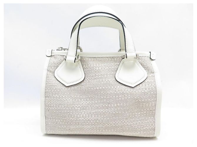 NUOVA LANCEL SUMMER TOTE MINI BORSA A MANO12006 BORSA A SPALLA IN TELA E PELLE Beige - vista 2