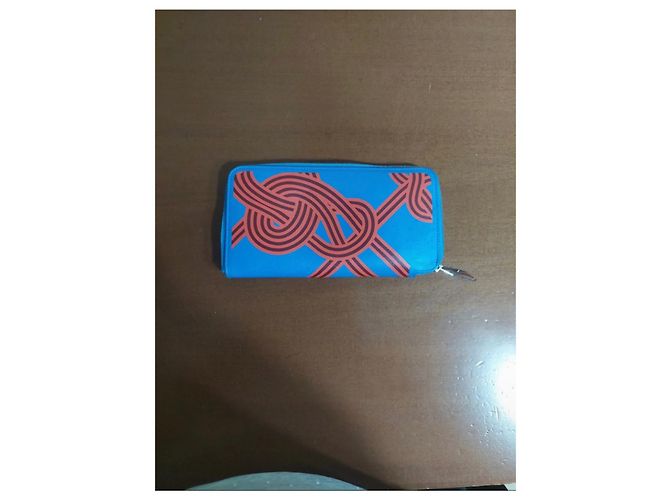 Silk In Hermès Cartera larga Silk'In Noeuds Marins Roja Azul Multicolor - vista 4