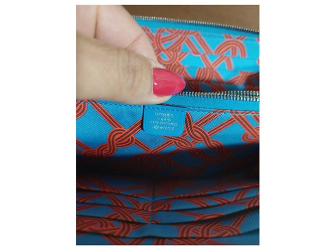 Silk In Hermès Cartera larga Silk'In Noeuds Marins Roja Azul Multicolor - vista 5