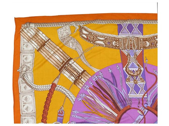 Hermès CHALE HERMES CEINTURES ET LIENS BOURTHOUMIEUX EN CACHEMIRE ET SOIE SHAWL Orange - vue 2