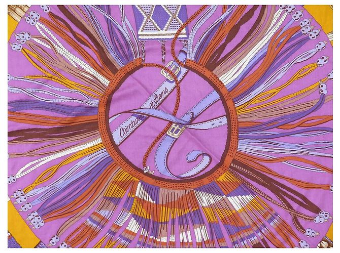 Hermès CHALE HERMES CEINTURES ET LIENS BOURTHOUMIEUX EN CACHEMIRE ET SOIE SHAWL Orange - vue 3