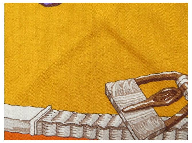 Hermès CHALE HERMES CEINTURES ET LIENS BOURTHOUMIEUX EN CACHEMIRE ET SOIE SHAWL Orange - vue 6