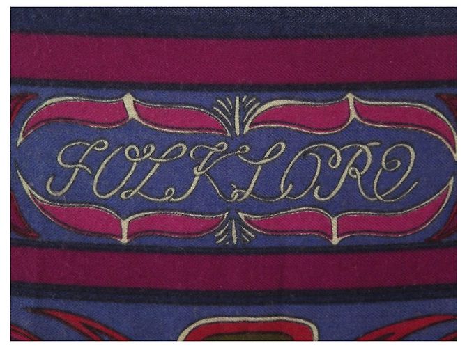 Hermès HERMES FOLKLORE SCIALLE HENRI D'ORIGNY 140 SCIARPA SCIALLE IN SETA E CASHMERE PRUGNA - vista 3
