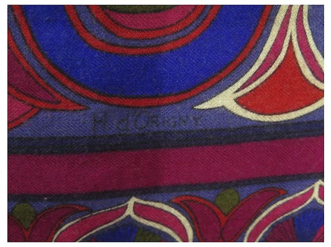 Hermès HERMES FOLKLORE SCIALLE HENRI D'ORIGNY 140 SCIARPA SCIALLE IN SETA E CASHMERE PRUGNA - vista 6