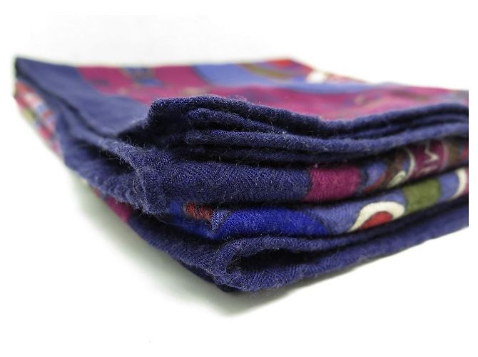 Hermès HERMES FOLKLORE SCIALLE HENRI D'ORIGNY 140 SCIARPA SCIALLE IN SETA E CASHMERE PRUGNA - vista 7