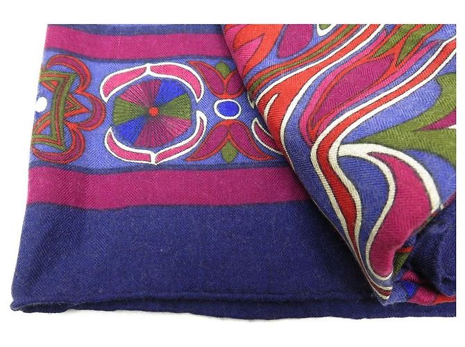 Hermès HERMES FOLKLORE SCIALLE HENRI D'ORIGNY 140 SCIARPA SCIALLE IN SETA E CASHMERE PRUGNA - vista 9