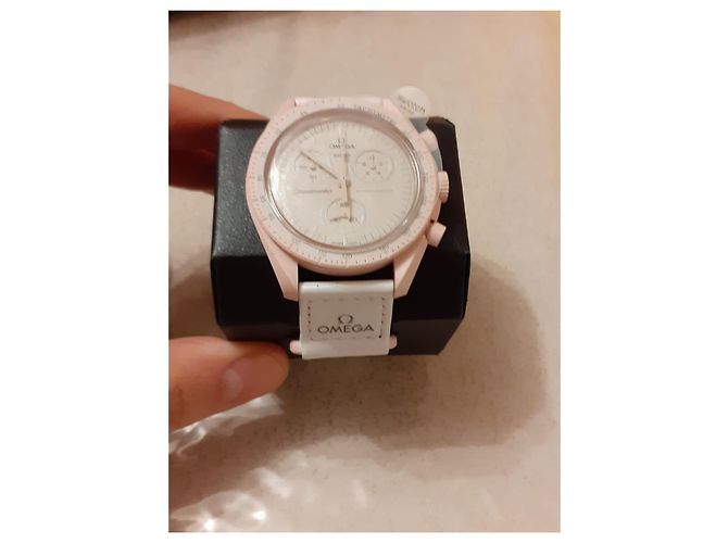 Autre Marque Swatch Omega Venus Uhr Rosa und Weiß Pink - Ansicht 2