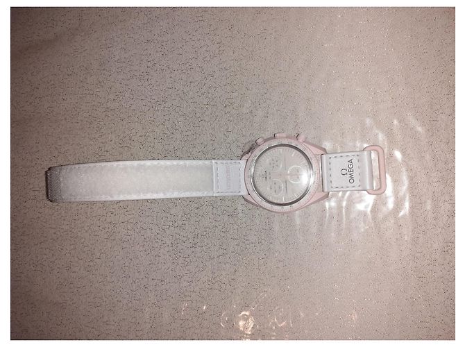 Autre Marque Swatch Omega Venus Uhr Rosa und Weiß Pink - Ansicht 7