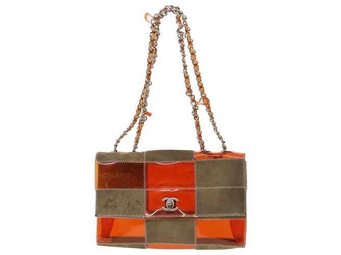 CHANEL Borsa a tracolla con catena Choco Bar Marrone Arancione CC Auth yk5514B - vista 13