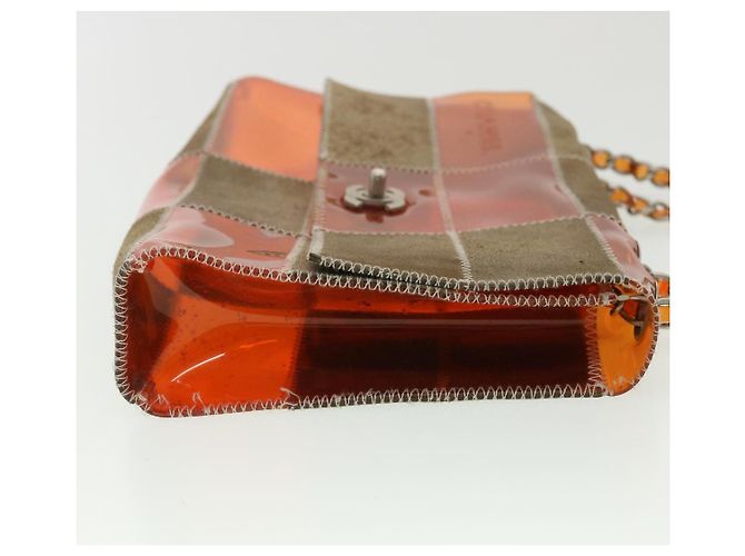 CHANEL Borsa a tracolla con catena Choco Bar Marrone Arancione CC Auth yk5514B - vista 3