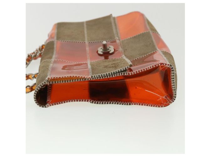 CHANEL Borsa a tracolla con catena Choco Bar Marrone Arancione CC Auth yk5514B - vista 4
