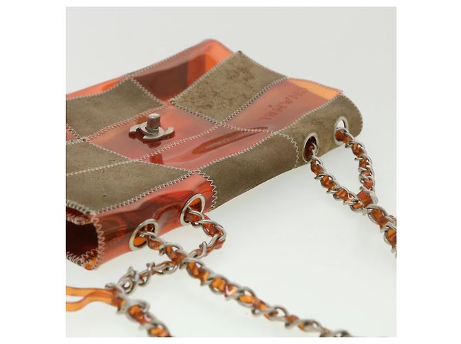CHANEL Borsa a tracolla con catena Choco Bar Marrone Arancione CC Auth yk5514B - vista 6