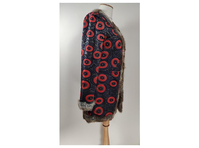 Abrigo Antik Batik Cicero de algodón y piel de conejo Multicolor - vista 2