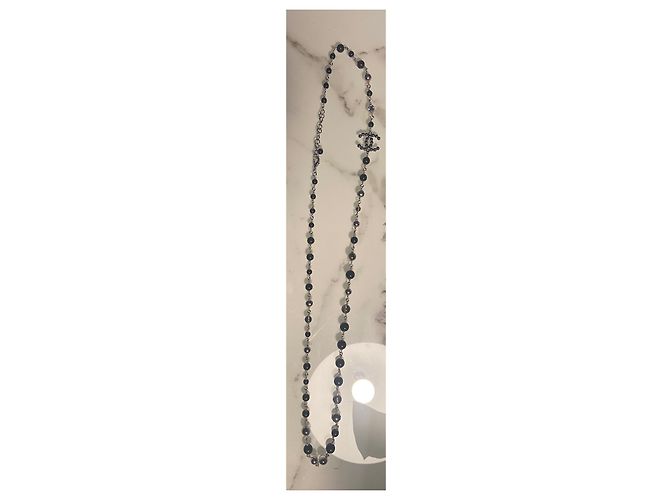 Cambon Collar largo clásico de Chanel Negro Hardware de plata - vista 2