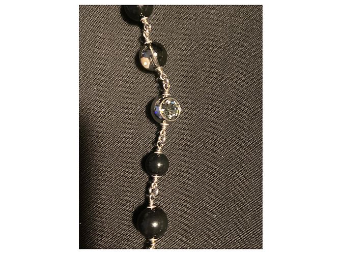 Cambon Collar largo clásico de Chanel Negro Hardware de plata - vista 4