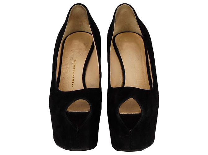 Giuseppe Zanotti Schwarze Wildleder-Plattform-Schuhe mit hohen Absätzen - Ansicht 2