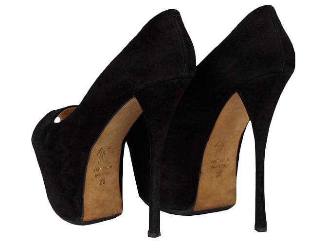 Giuseppe Zanotti Schwarze Wildleder-Plattform-Schuhe mit hohen Absätzen - Ansicht 3