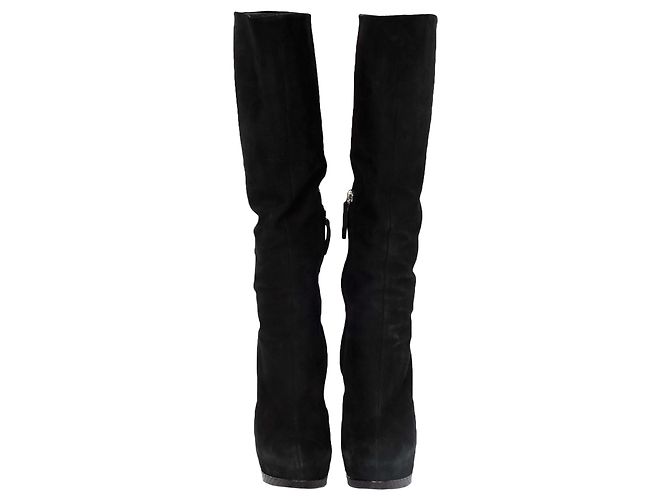 Giuseppe Zanotti Botas Ante Negras Tacón Animal Print Negro - vista 3