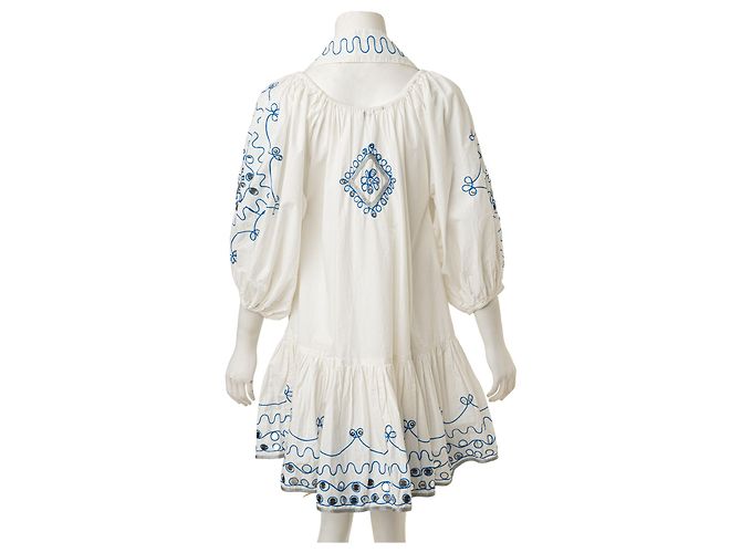 Juliet Dunn Schulterfreies Kleid mit Gürtel Weiß - Ansicht 3