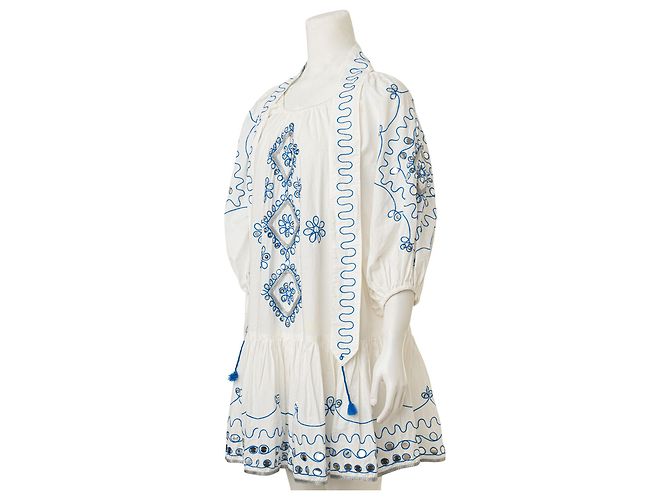 Juliet Dunn Schulterfreies Kleid mit Gürtel Weiß - Ansicht 4