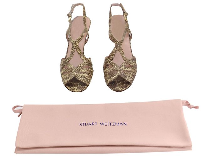 Stuart Weitzman Sandali Tacco Alto Stampa Serpente in Pelle Multicolor - vista 3