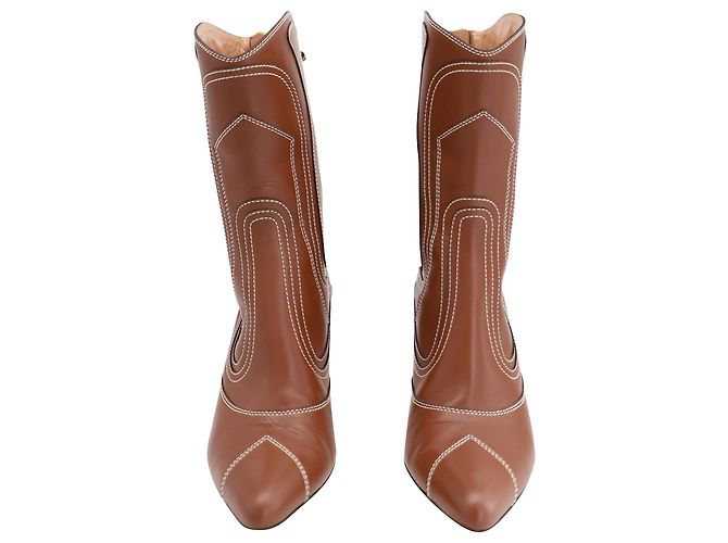 Botas de cuero marrón con punta en punta Liquid Patchwork de Zimmermann - vista 3