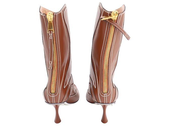 Botas de cuero marrón con punta en punta Liquid Patchwork de Zimmermann - vista 4