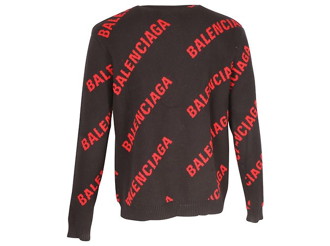 Balenciaga Cardigã manga longa com logotipo em algodão preto - vista 3