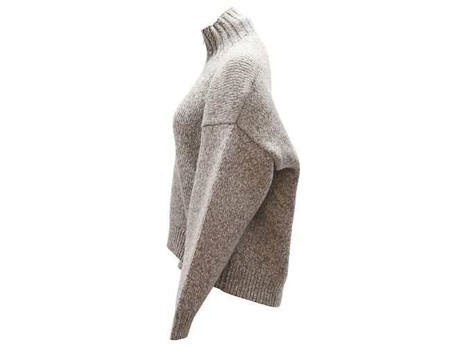 Alexander Wang Pull à Col Roulé à Demi-Zip en Laine Grise - vue 2