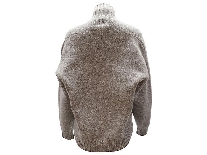 Alexander Wang Pull à Col Roulé à Demi-Zip en Laine Grise - vue 3