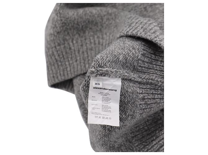 Alexander Wang Pull à Col Roulé à Demi-Zip en Laine Grise - vue 5