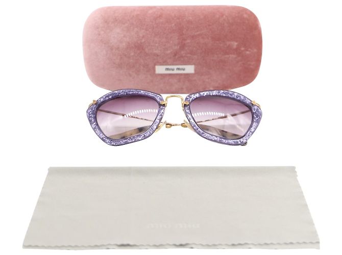 Miu Miu Noir 10NS-Sonnenbrille in Lilac Purple Acetate - Ansicht 8