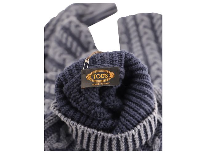 Tod's Zopfmuster-Rollkragenpullover aus blaugrauer Merinowolle - Ansicht 3