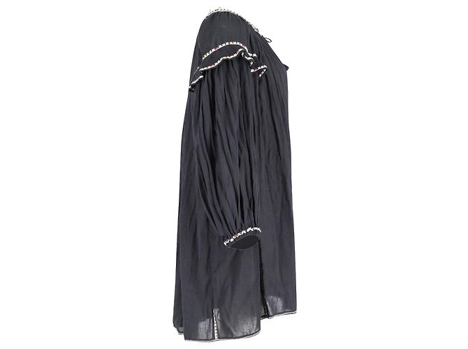 Vestido corto bordado Isabel Marant en algodón negro - vista 2
