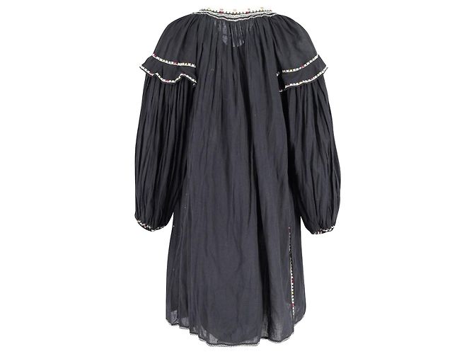 Vestido corto bordado Isabel Marant en algodón negro - vista 3