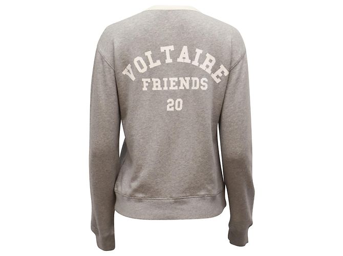 Langarm-Sweatshirt mit Logo Zadig & Voltaire aus grauer Baumwolle - Ansicht 3
