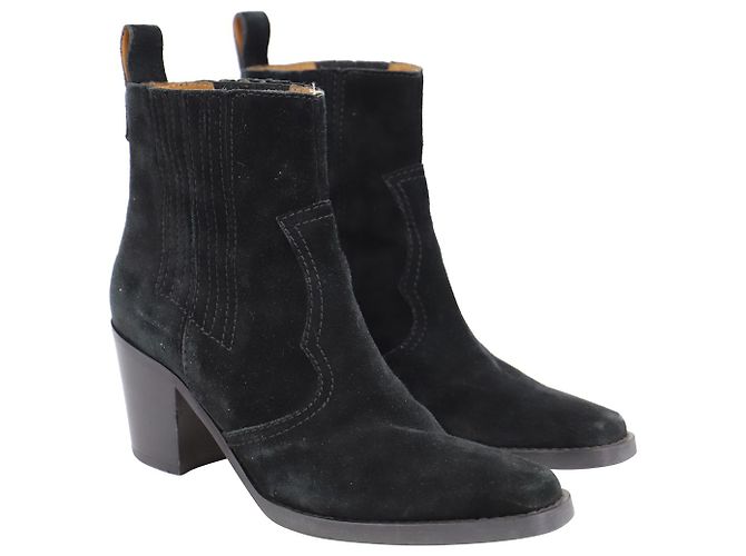 Stivaletti stile western Ganni in camoscio nero - vista 2