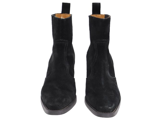 Stivaletti stile western Ganni in camoscio nero - vista 3