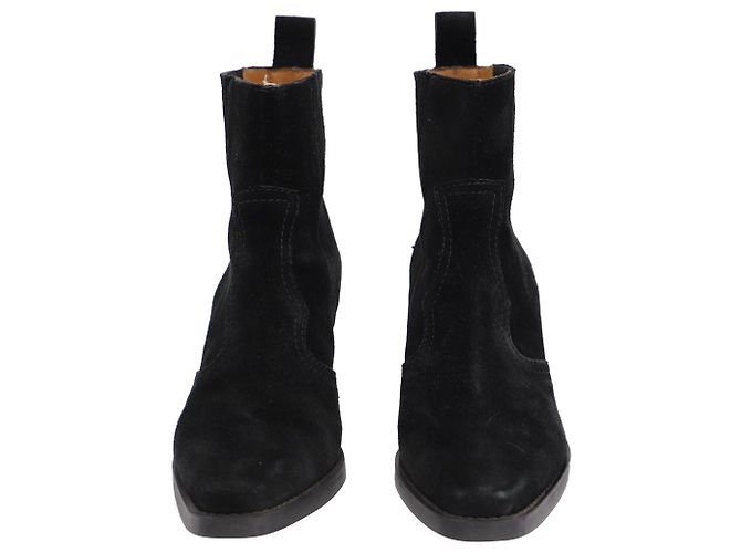 Stivaletti stile western Ganni in camoscio nero - vista 4