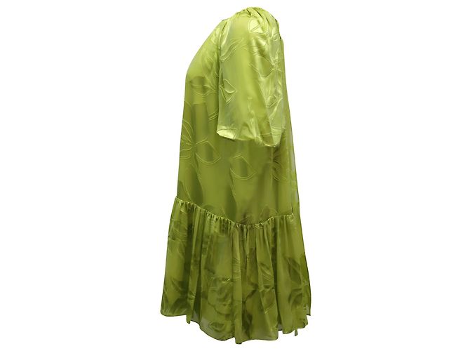 Autre Marque Stine Goya Mini abito plissè limone in viscosa verde - vista 2