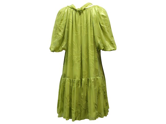 Autre Marque Stine Goya Mini abito plissè limone in viscosa verde - vista 3