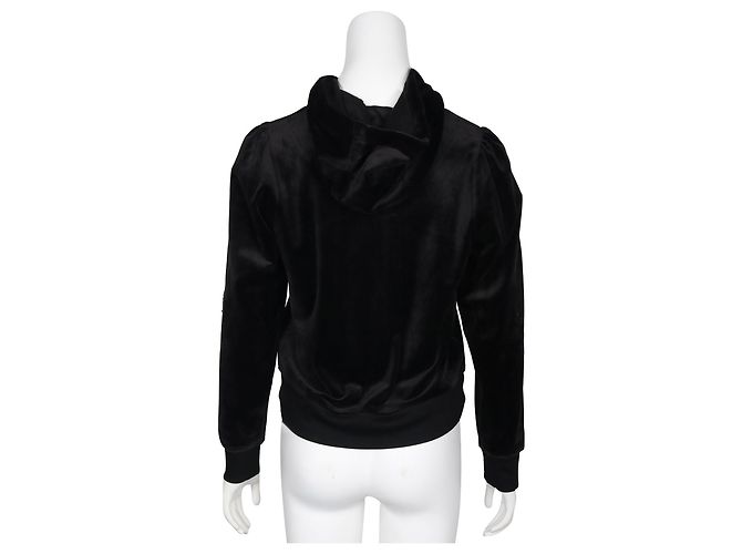 Dkny Sudadera con capucha de terciopelo negro con cremallera plateada - vista 2