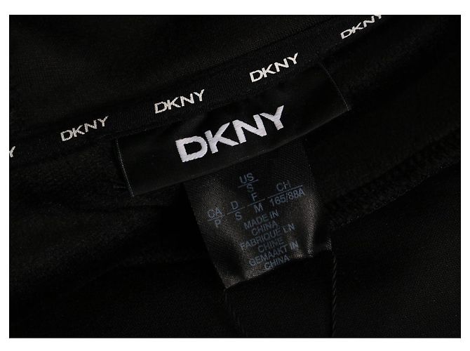 Dkny Sudadera con capucha de terciopelo negro con cremallera plateada - vista 4