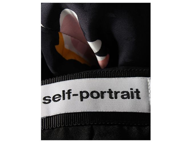 Self portrait Minigonna floreale autoritratto in seta nera Nero - vista 4