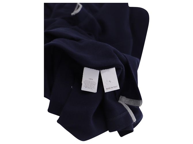 Polo de corte slim con logo y rayas en algodón azul marino de Brunello Cucinelli - vista 4