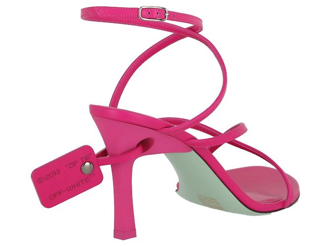 Off White Off-White Meteor-Leder-Sandalen mit hohem Absatz - Ansicht 3